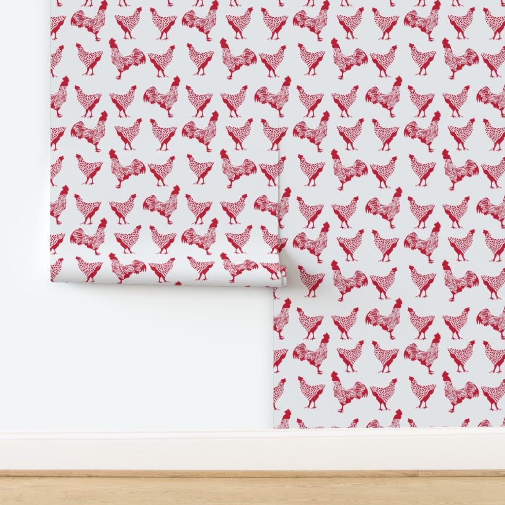 Livelynine 17.5"x276" Chicken Peel And Stick Wallpaper – Vintage Farmhouse Self-Adhesive Vinyl, Waterproof Removable Black & Tan Animal Print Contact Paper For Kitchen Cabinets