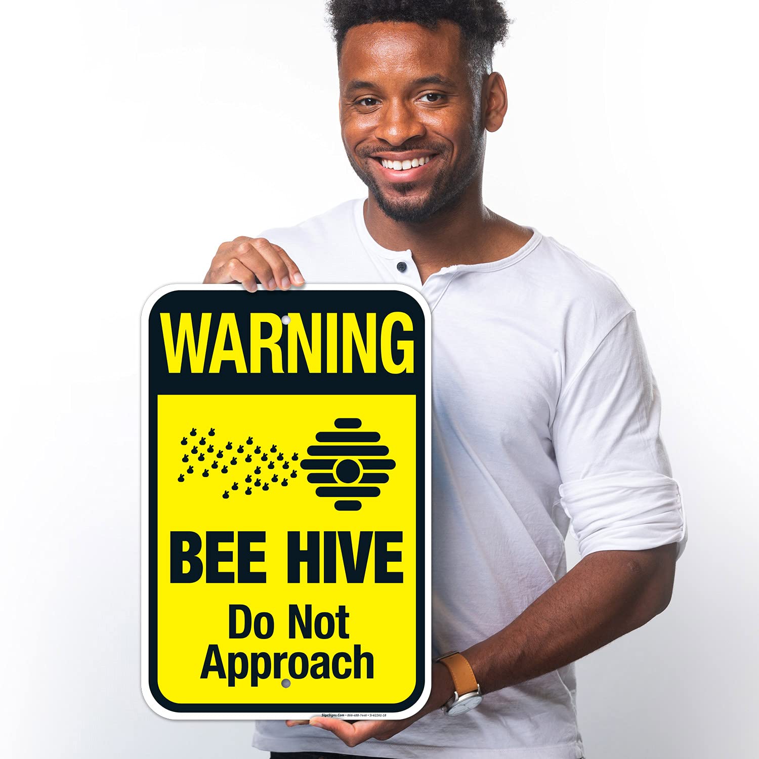 Warning Bee Hive Do Not Approach Sign, 12x18 Inches, Rust Free .063 Aluminum, Fade Resistant, Made in USA