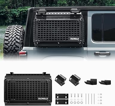 Rear Side Window Storage Box for Jeep Wrangler JL 20182025 | Lockable Storage Box, Tactical Modular Storage MOLLE Panel, Tools MOLLE Accessories, Window Storage and Protection