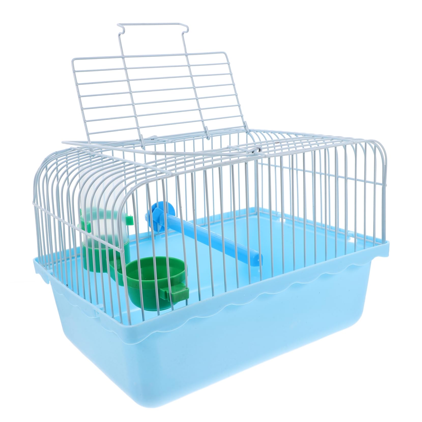 Yardwe Small Bird Cage for Travel ABS Iron Portable Cage Perch Food Tray Water Dispenser Bird Carrier