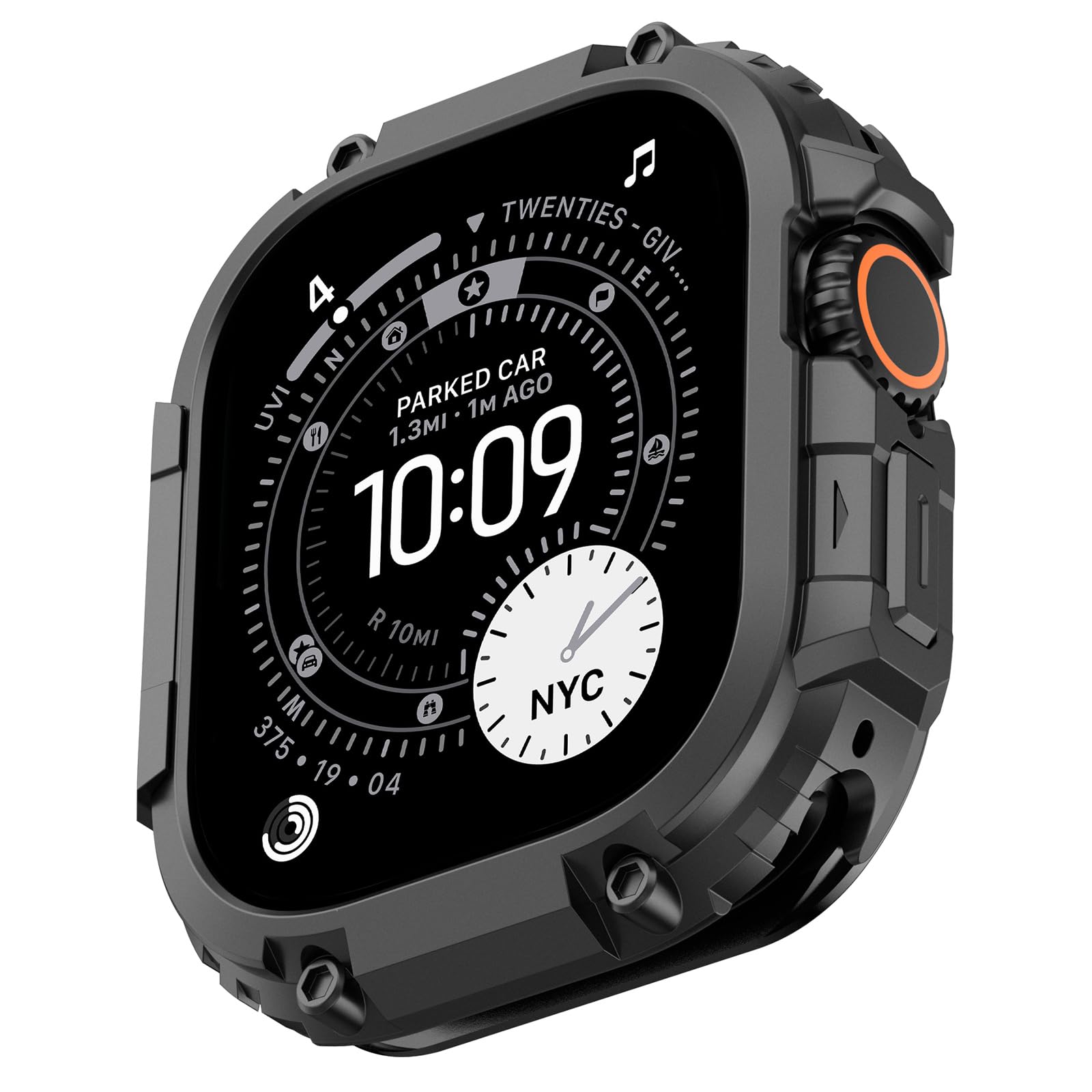 Amizee 2 w 1 Metaliczny futerał ochronny kompatybilny z Apple Watch Ultra 3/2/1 49 mm z tylną obudową, wojskowy ochraniacz klasy ochronnej dla iWatch 49 mm, czarny
