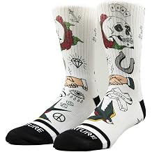 Venture Tattoo Studio Socks, Soft Athletic Ribbed Terry Loop Arch Support/Reinforced Heel and Toe