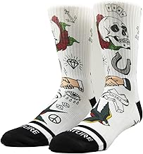 Venture Tattoo Studio Socks, Soft Athletic Ribbed Terry Loop Arch Support/Reinforced Heel and Toe