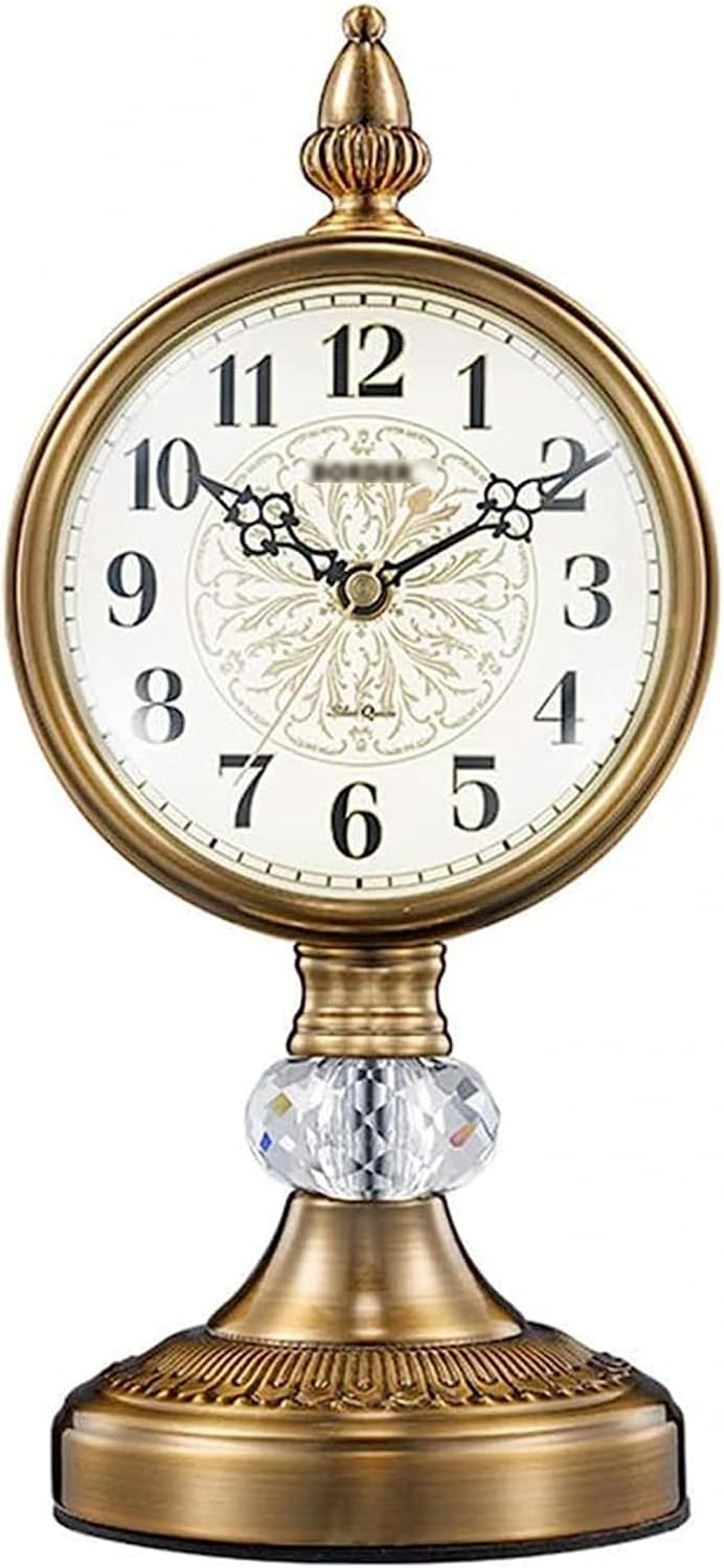 Mantel Clocks, Silent Place Clock, Metal Copper Plated z Table Clock, Battery Opeed Creative Mantle Clocks for Living Room Office Desktop Decoe