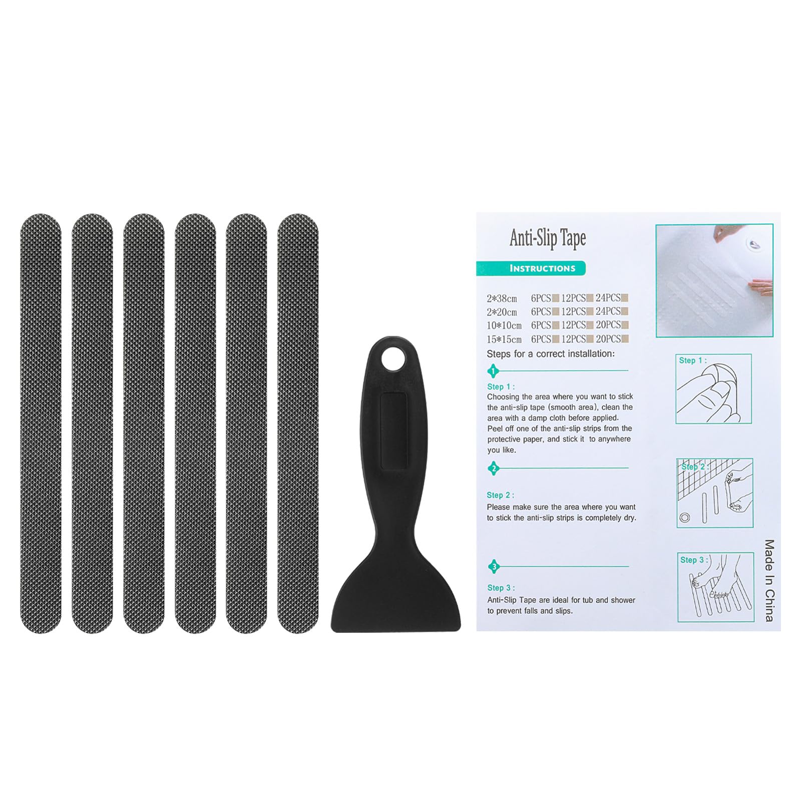 Pegatines antideslizantes para ducha suelo de bañera y peldaños kit gris de 6 unidades