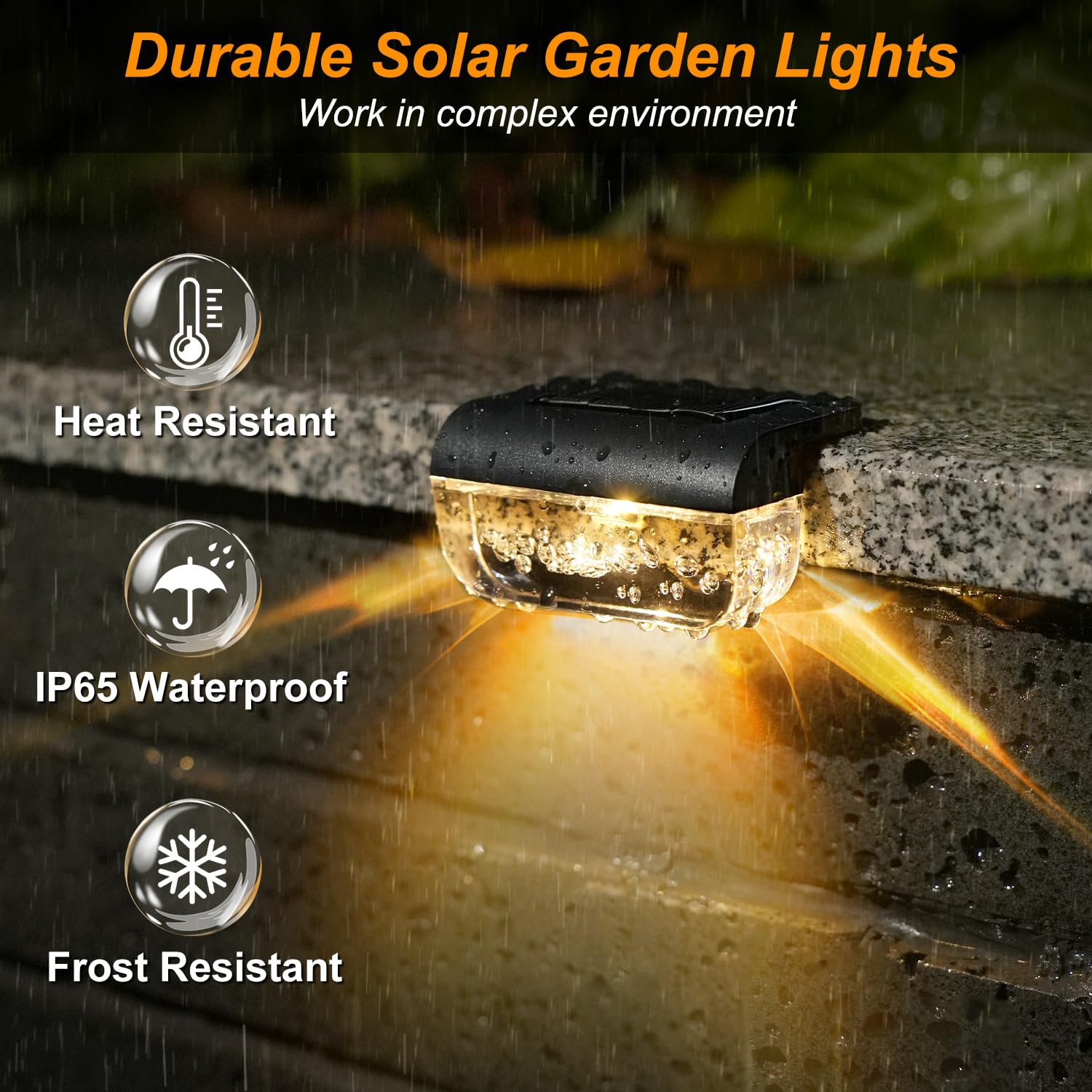 HAMLITE Lot de 16 lampes solaires de clôture d'extérieur étanches 3000 K pour escalier, marches, gouttière, cour, patio, allée, éclairage d'ambiance mural