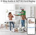 AOQEE 2K Camera Surveillance Exterieur for Outdoor/Indoor, Home Security for Pet/Dog/Elder/Baby with Color Night Vision, Waterproof, Siren and Spotlight, Works with Alexa/Google Home C1 (2.4Ghz WiFi)