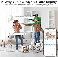 Vista 7 de Cámaras 2K para Seguridad del Hogar - Cámara para Exteriores/Interiores para Perro/Gato/Mascota/Niñera/Bebé, Visión Nocturna a Color, Luz Blanca