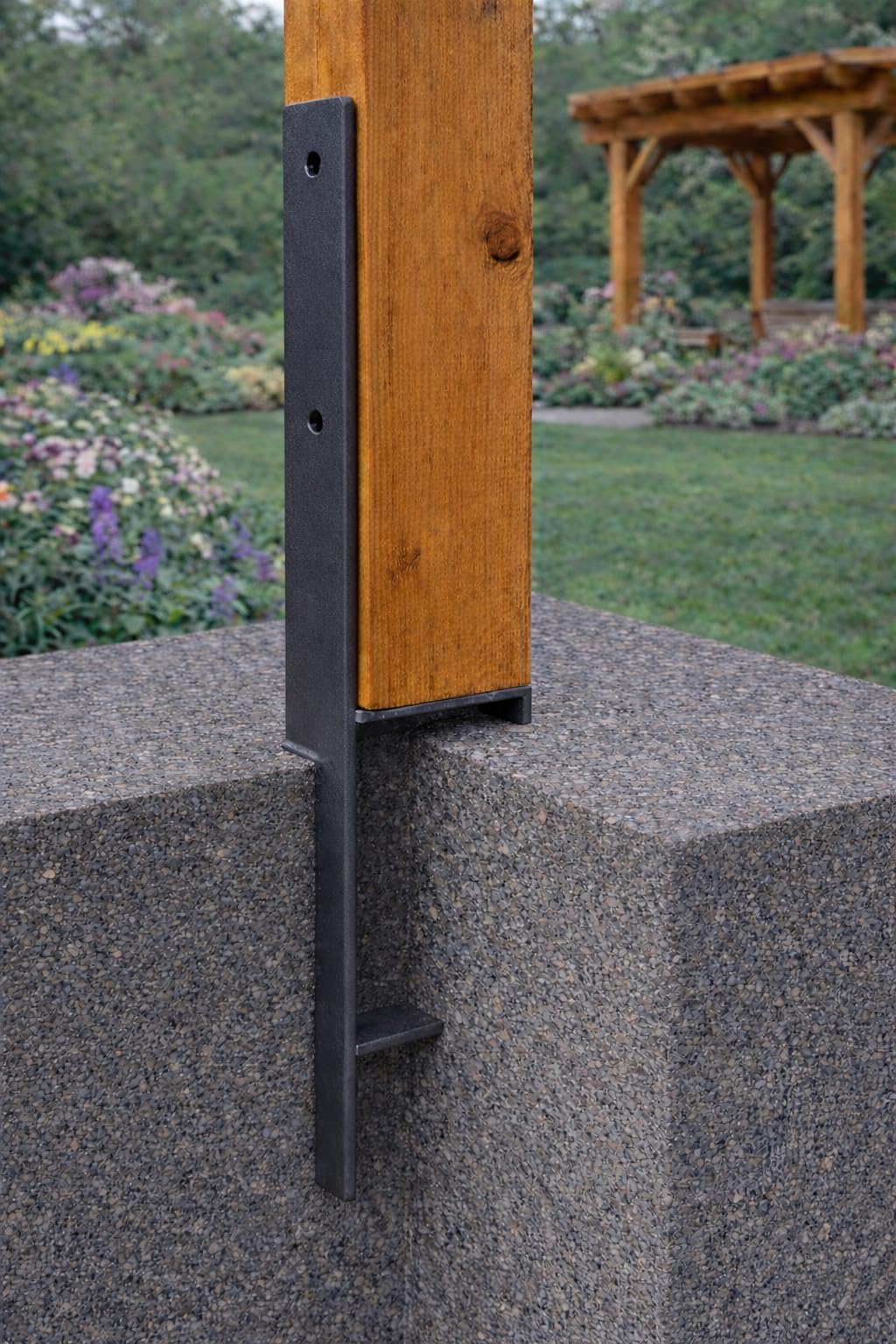 BirnePower H-Pfostenanker 101mm zum Einbetonieren Anthrazit Schwerlast - Pfostenträger 600mm Länge 5mm Stärke - Betonanker für Carport Pergola & Holzzaun (8 Stück)