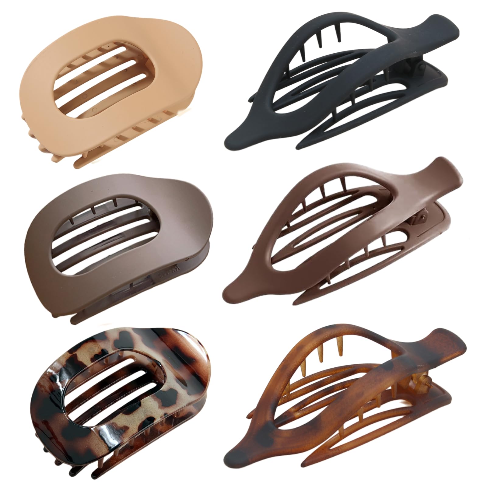Hair Claw Clips for Women 6 PCS Flat Hair Clips for Thick Thin Hair Large Matte Hair Claw Nonslip for Girls Decoration (6 PCS)