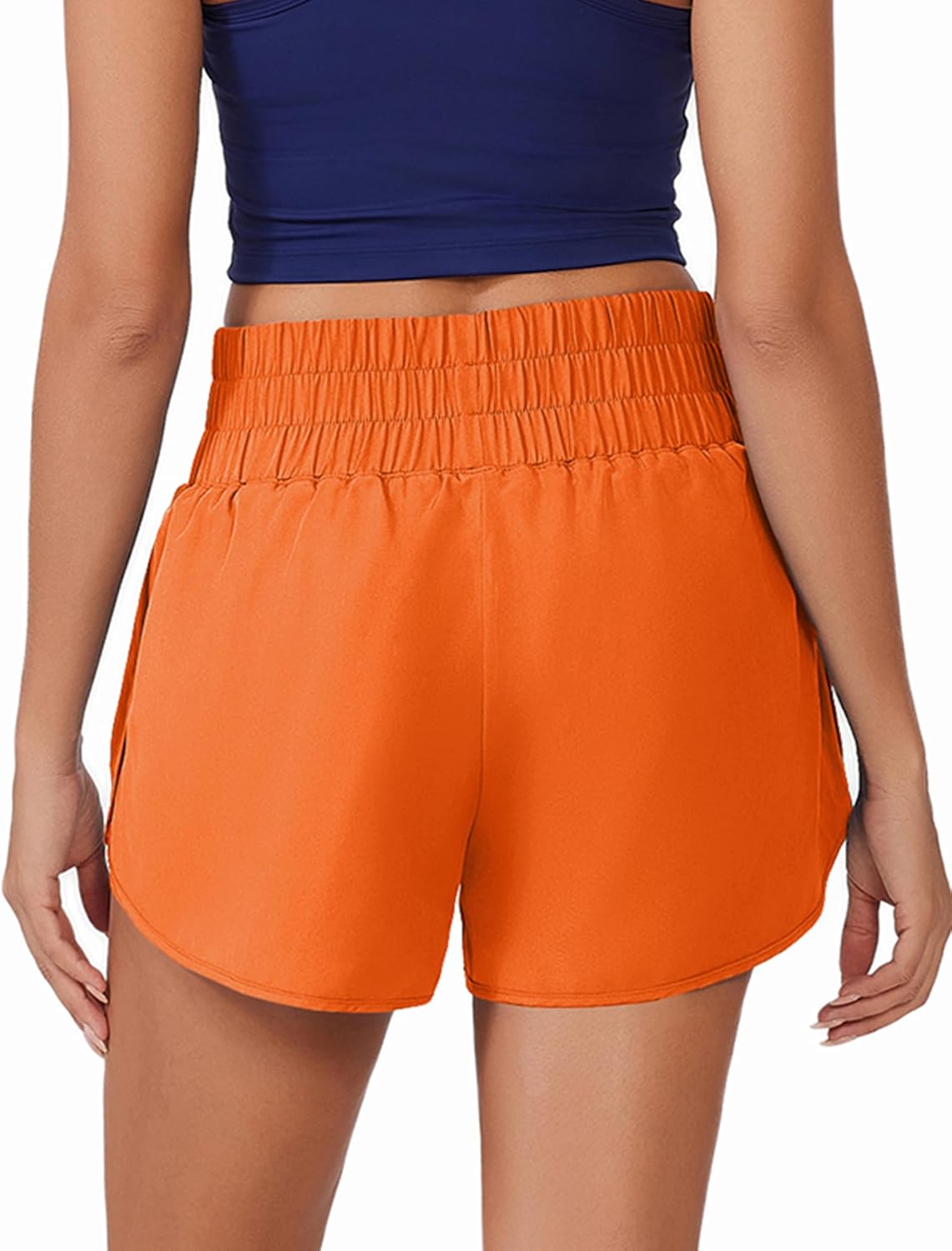 PINSPARK Women's 2 in 1 Running Shorts High Waist Athletic Workout Short Quick Dry Anti-Chafe Liner Short with Zipper Pockets - Image 2