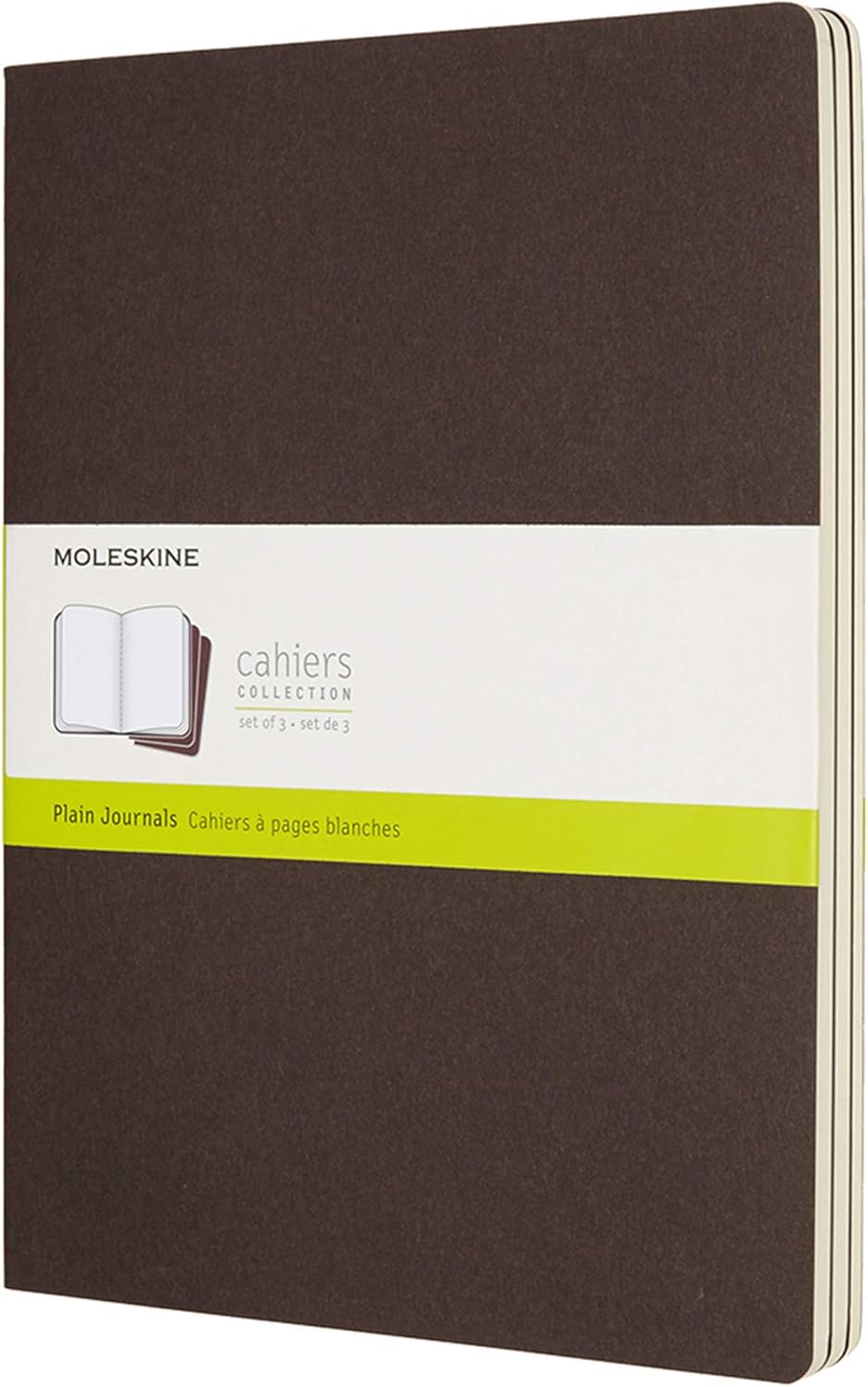 Moleskine Cahier Journal, Soft Cover, XL (7.5" x 9.5") Plain/Blank, Coffee Brown, 120 Pages (Set of 3)