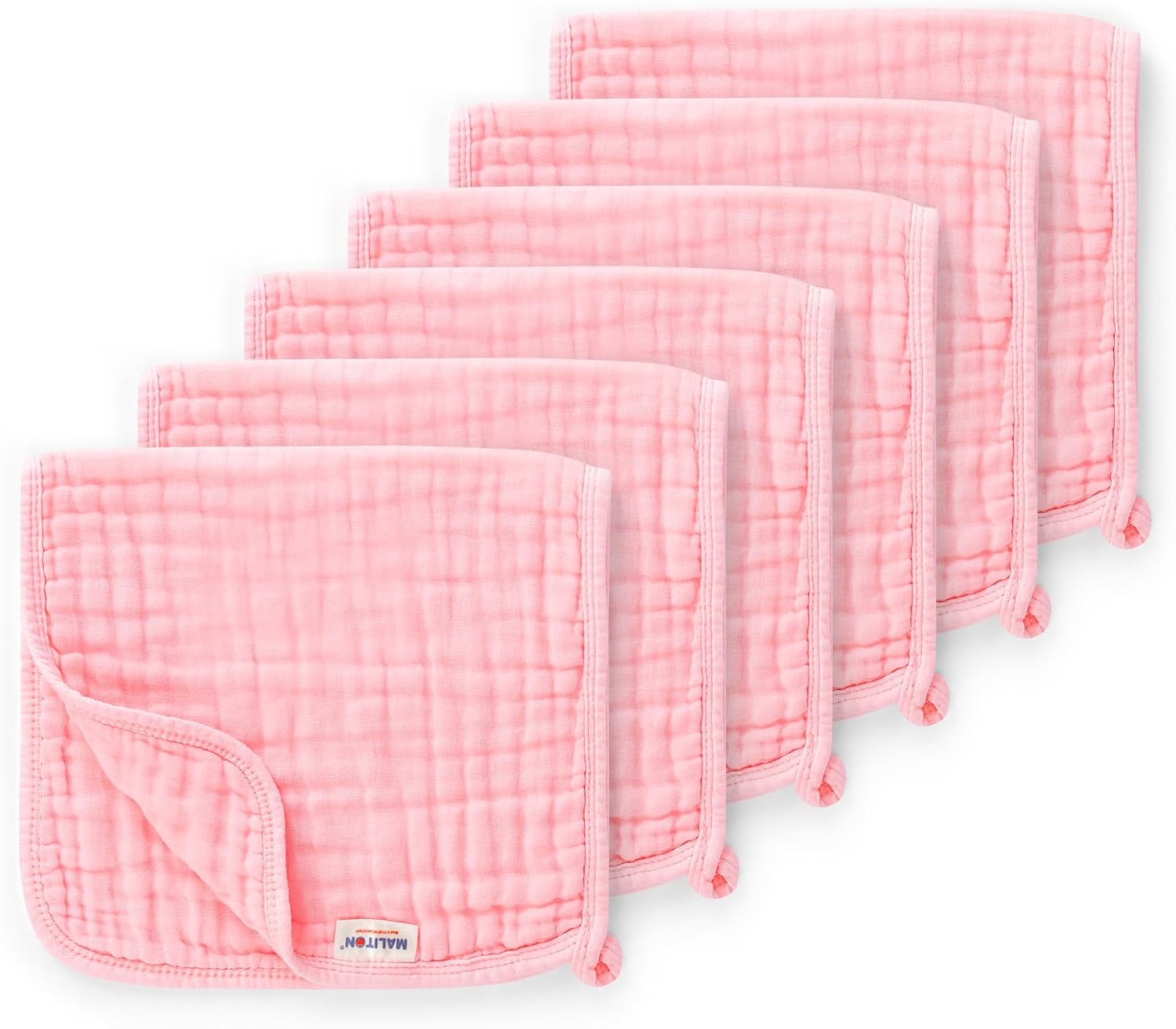 Maliton Muslin Cloths for Baby 6 Pack Burp Cloths for Baby,100% Cotton 6 Layers Absorbent& Soft& Breathable Baby Muslins Pack,50x25CM Muslin Squares Baby Essentials for Newborn(Pink