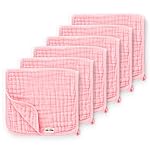 Maliton Muslin Burp Cloths for Baby Girl 6 Pack Large 20\'\'x10\'\' 100% Cotton Burp Rags Absorbent and Soft 6 Layers Baby Burp Cloths Newborn Girl Essentials(Pink, Pack of 6)