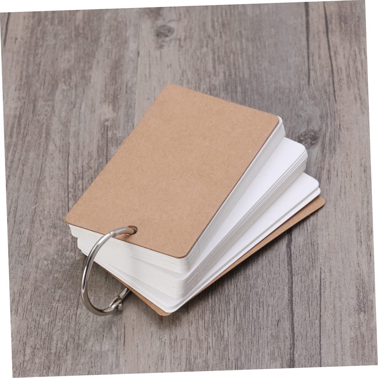 STOBOK 50 Pages Kraft Study Cards with Binder Ring 3.54X2.17In White Index Cards for Notes DIY Greeting Bookmark School Office Supplies - Image 4