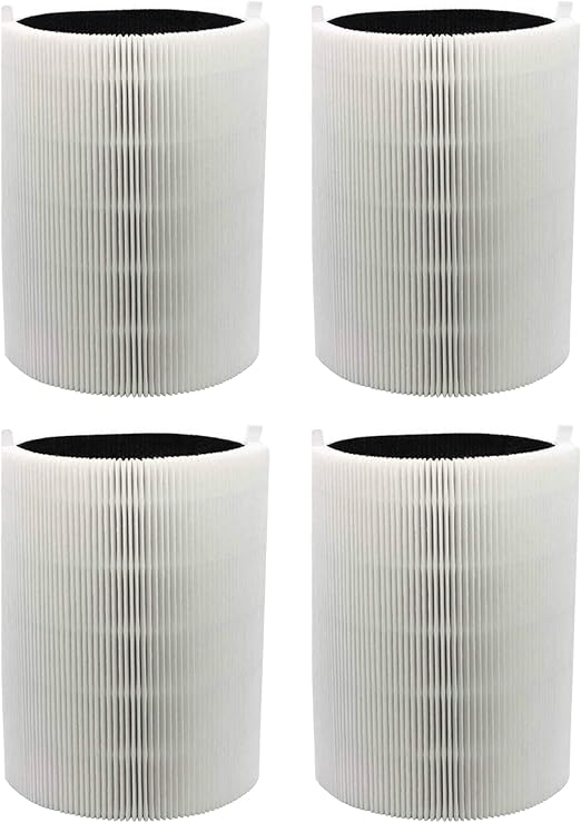 Think Crucial Replacement Particle & Carbon Filter Compatible with Blueair 411, 411+ & MINI Air Purifiers, Compare to Model # F411PACF102174 Foldable (4 Pack)