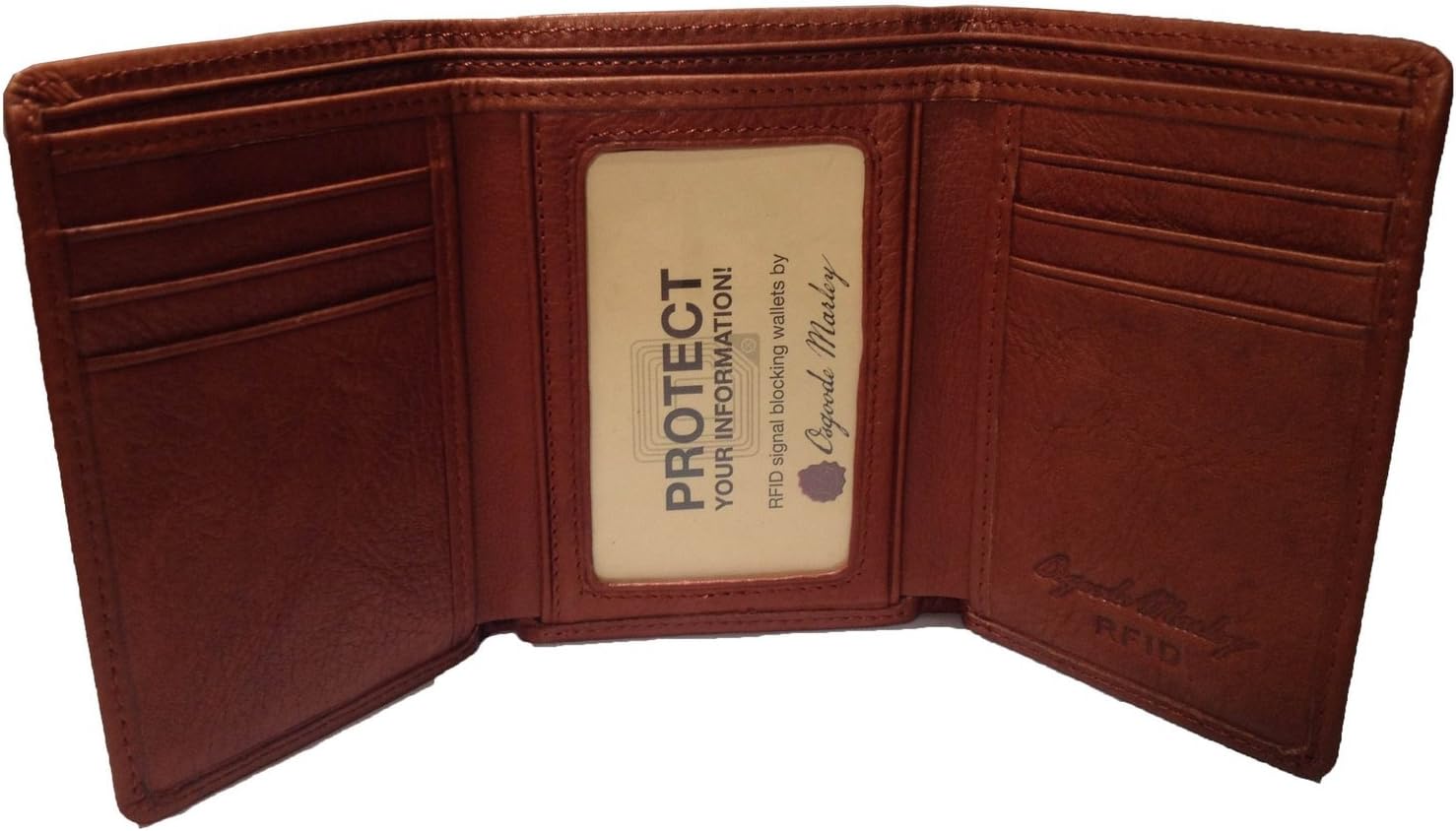 Osgoode Marley Cashmere RFID Blocking Mens Tri-Fold Leather Wallet (One Size, Brandy)