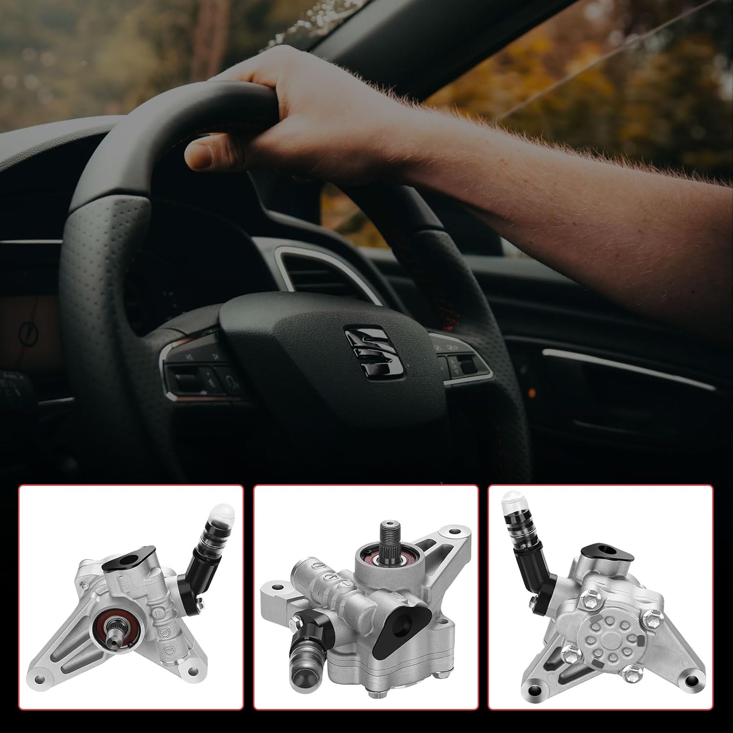 Power Steering Pump for 2005-2008 Honda Pilot 3.5L, 2005-2010 Honda Odyssey 3.5L, 2007-2013 Acura MDX 3.7L,Replacement 21-5442 Power Assist Pump Power Steering Pump Pulley kit