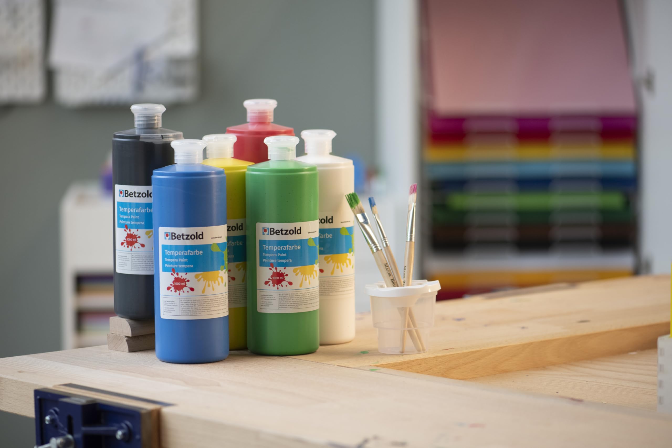 Betzold Temperafarben, 6er-Set je 1 Liter flüssige Malfarben | Kunst-Unterricht