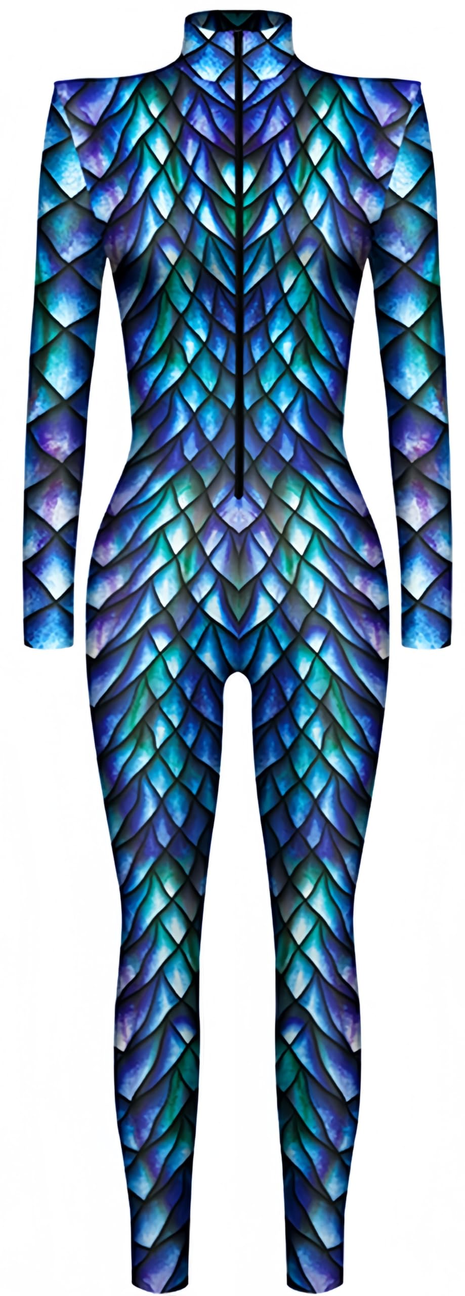 Ocean Plus Tuta da Donna con Scheletro di Halloween Stampa Digitale Taglio Sottile a Maniche Lunghe Monoblocco Collant