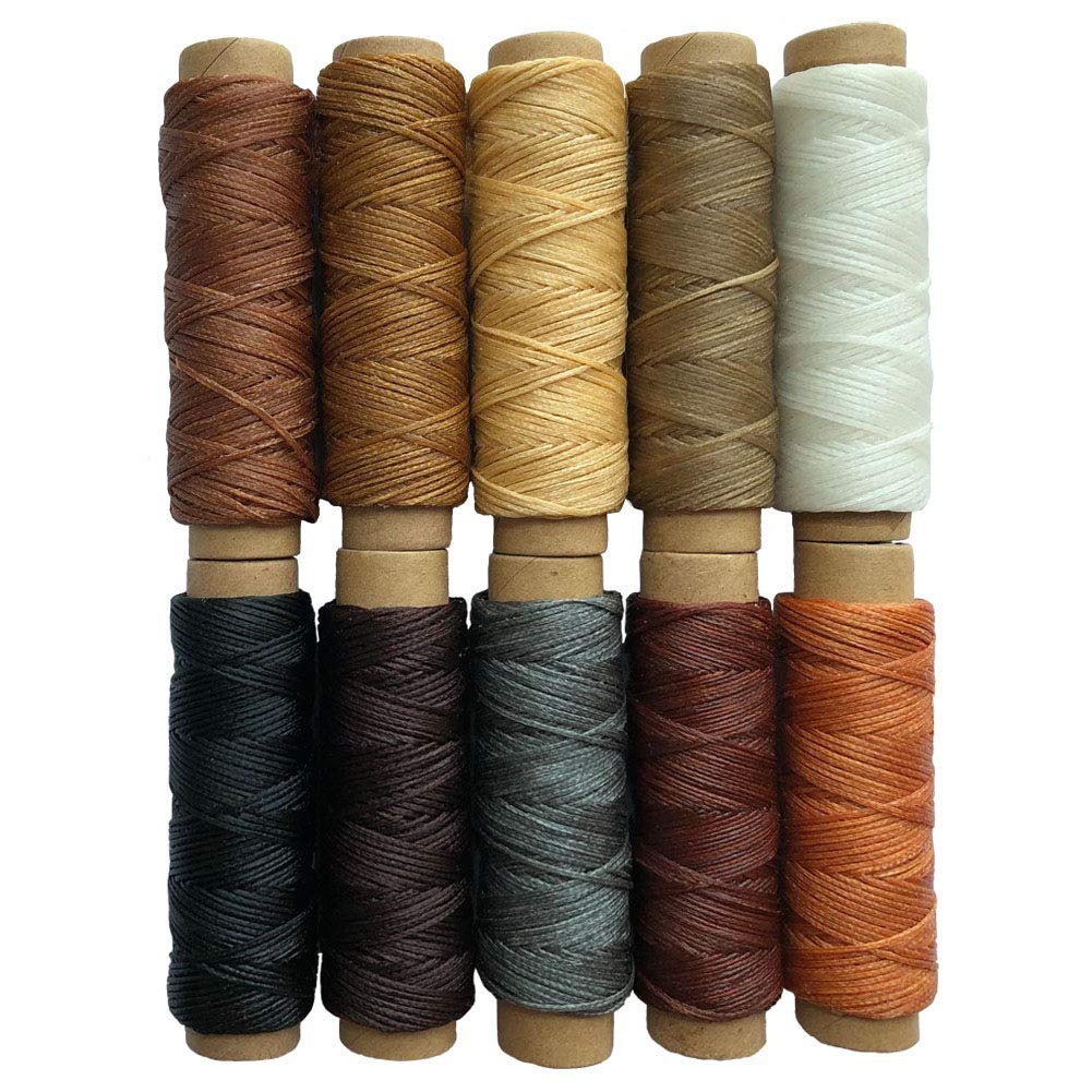 VANBON 10 Colours 150D Leather Sewing Stitching Waxed Thread String Cord for Leather Craft DIY Projects - 150D, 0.8mm Diameter, 330 Yards