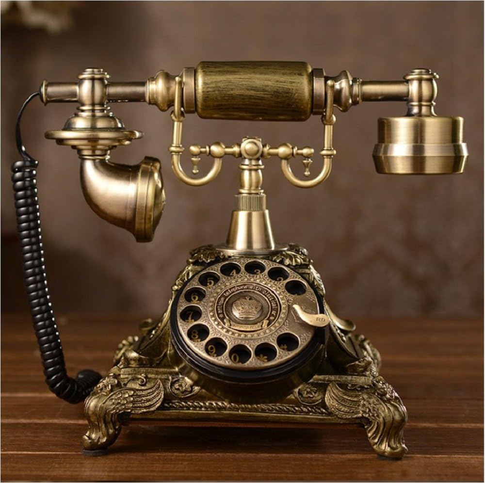 Resin imitation copper Vintage Style Rotary Retro old fashioned Rotary Dial Home and office Telephone Phone Home Living Room Decor