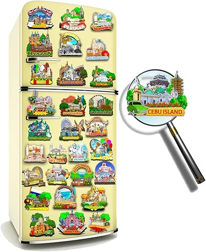 Miniatura 4 de Imán de la isla de Cebú de Filipinas para nevera, monumentos de madera 3D, recuerdos coleccionables, decoración hecha a mano -590