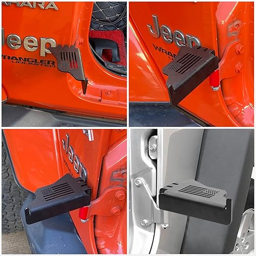 Miniatura 5 de Bolaxin Estriberas de pie con bandera de Estados Unidos sin puerta delantera, panel de pedal de reposo, acero negro, se adapta a accesorios Jeep