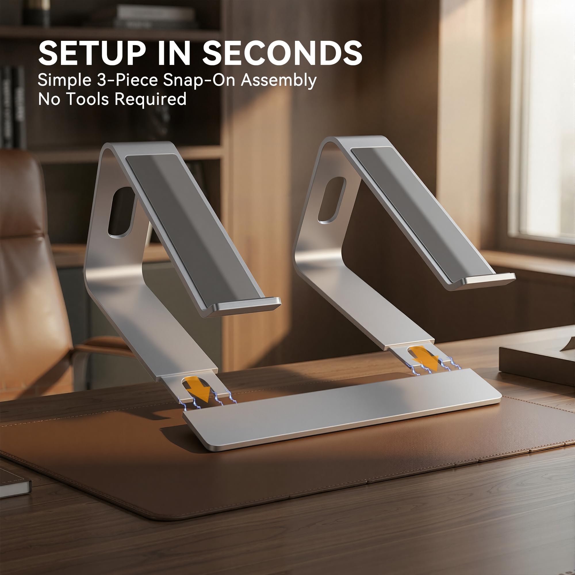 SOUNDANCE Laptop Stand, Aluminum Ergonomic Desk Riser, 10-15.6", Silver — Amazon image 6