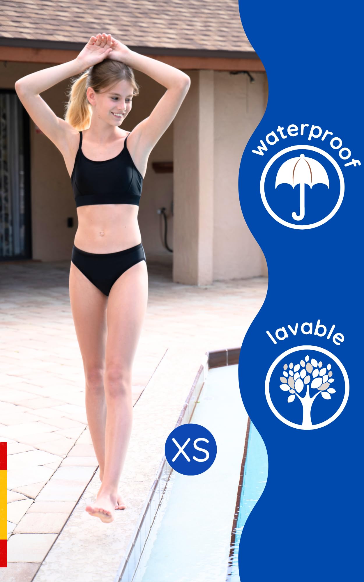 NoBlood - Bikini Menstrual 2 Piezas XXS-XXL con Tirantes Ajustables | Bañador menstrual: absorbente, cómodo y con protección reforzada. Para playa, mar y piscina.