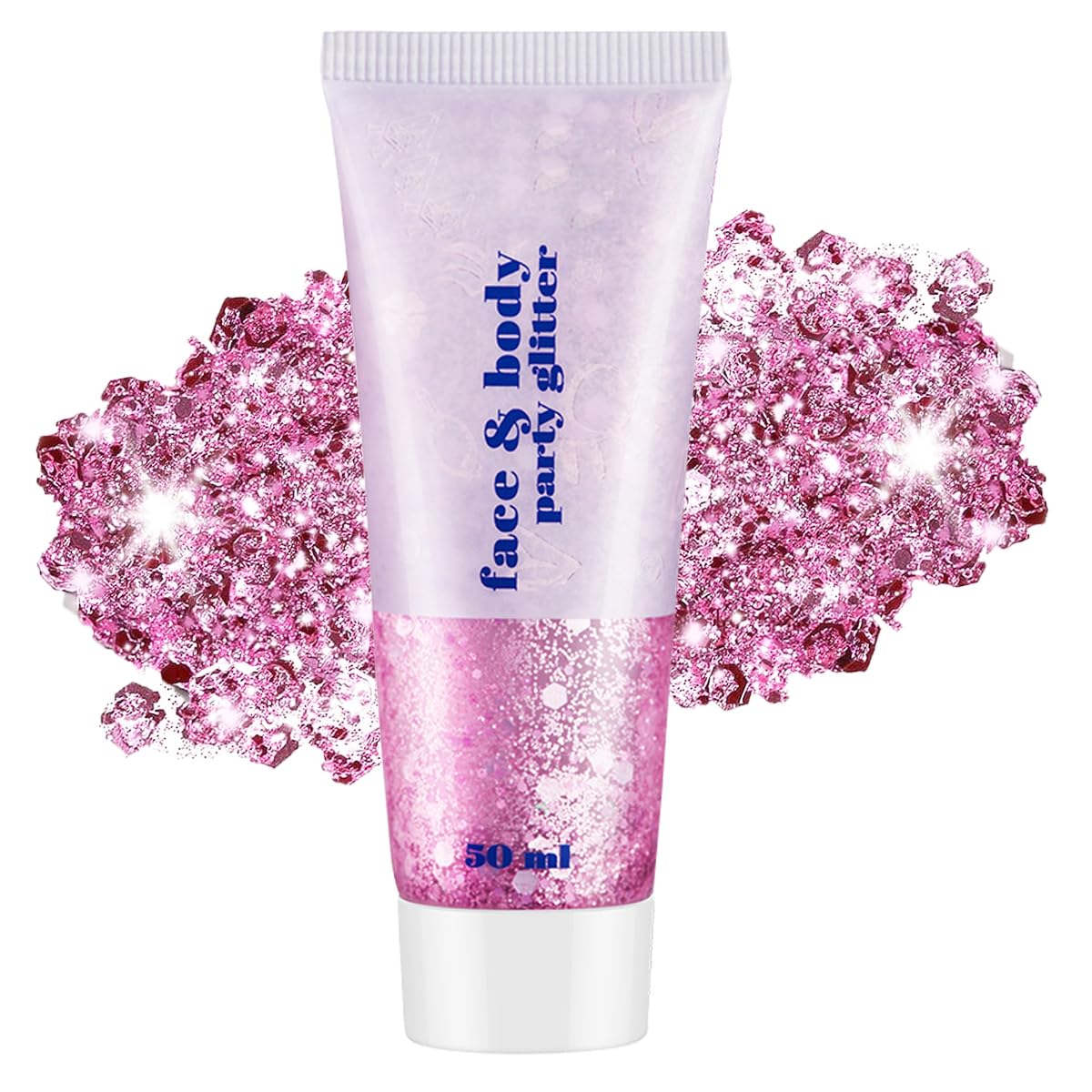Gel per il corpo, Mardi Gras Face Glitter Make up, scintillanti glitter per capelli grossi, cantanti concerti festival, accessori rave sirena glitter per il viso (#03 rosa)