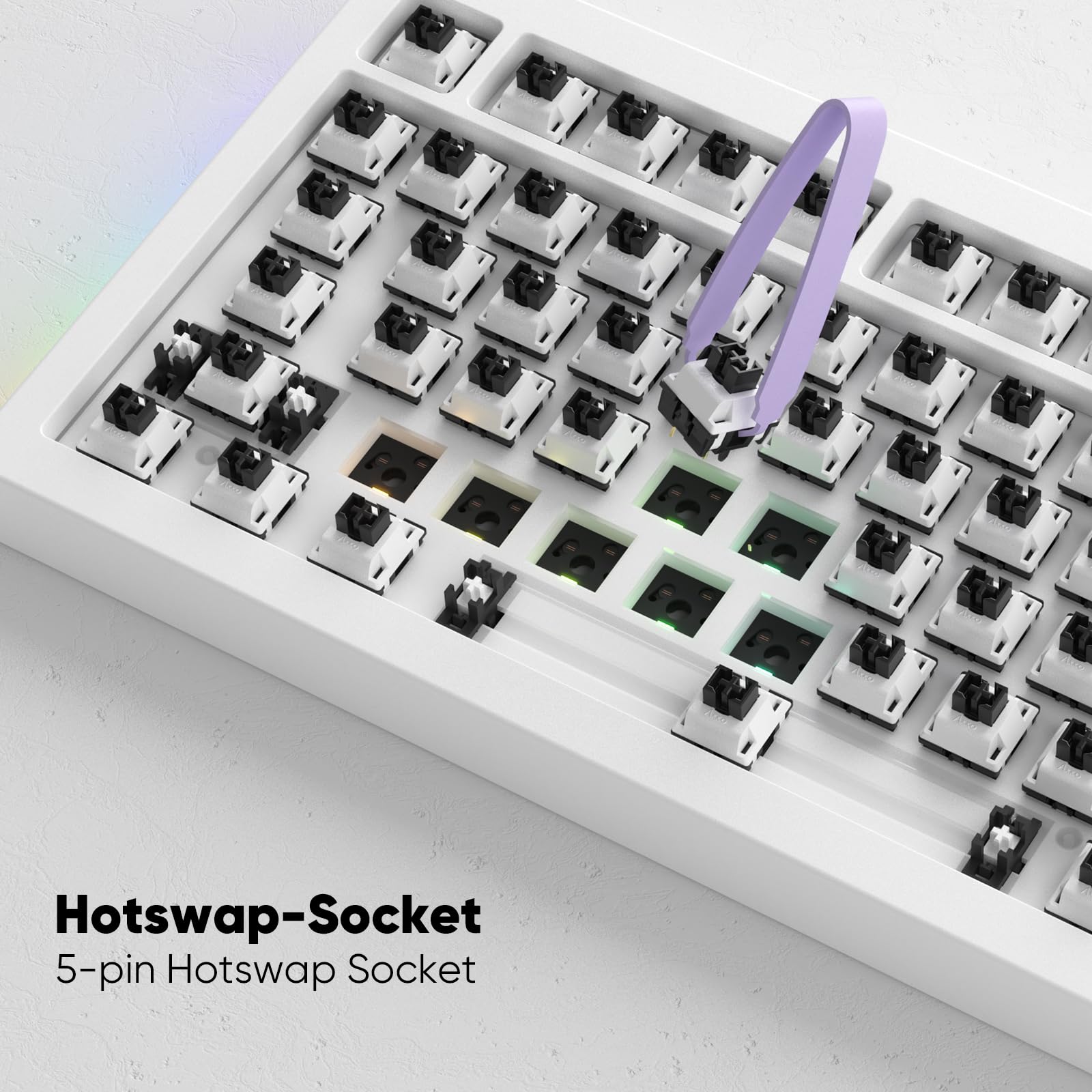 Amazon | Akko 5075B カスタムゲーミングキーボードキット ホワイト 75