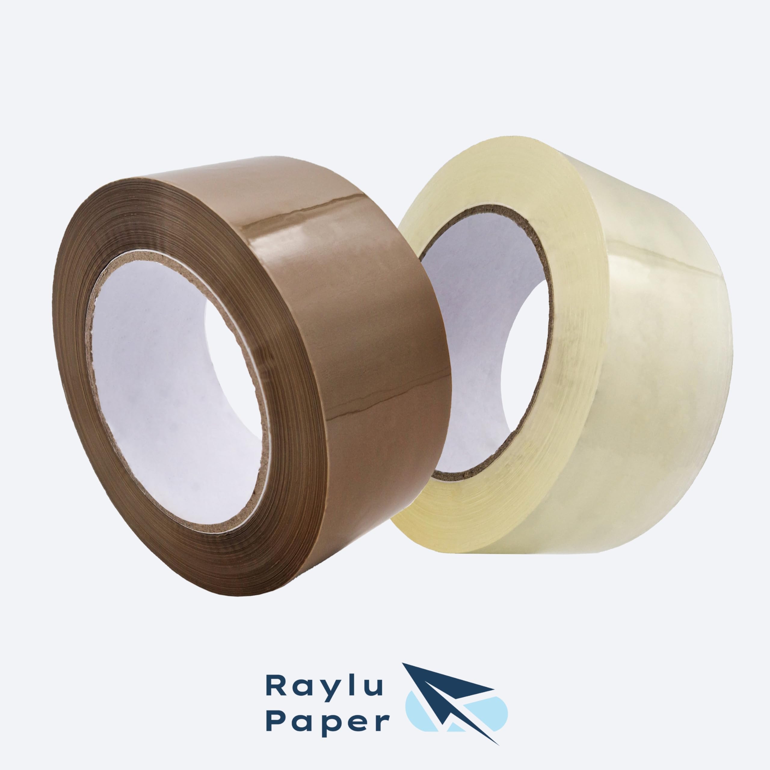 RAYLU PAPER – Cinta de Embalaje para Sellar Cajas de Cartón y Paquete, Cinta adhesiva resistente de 45 micras, Rollos de Precinto de 50 mm x 132m (36 unidades, Transparente)