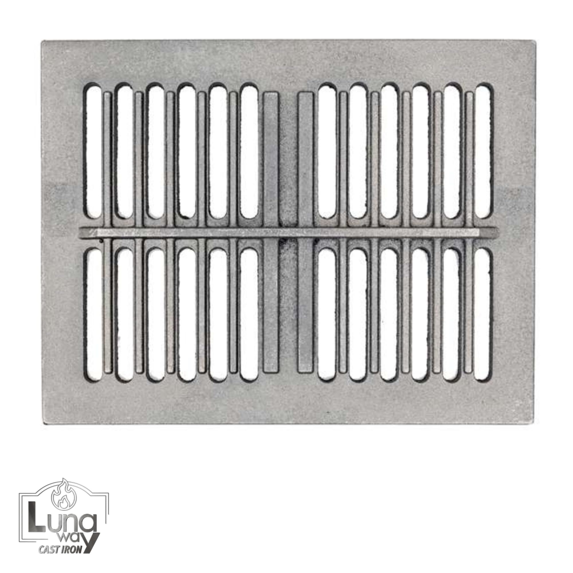 34 x 24,8 x 1 cm - Griglia in ghisa per raccolta cenere | Migliora il Tiraggio | Resistente ad Alte Temperature | Pulizia facile e sicura | Profilo centrale di rinforzo spessore 1,8 cm