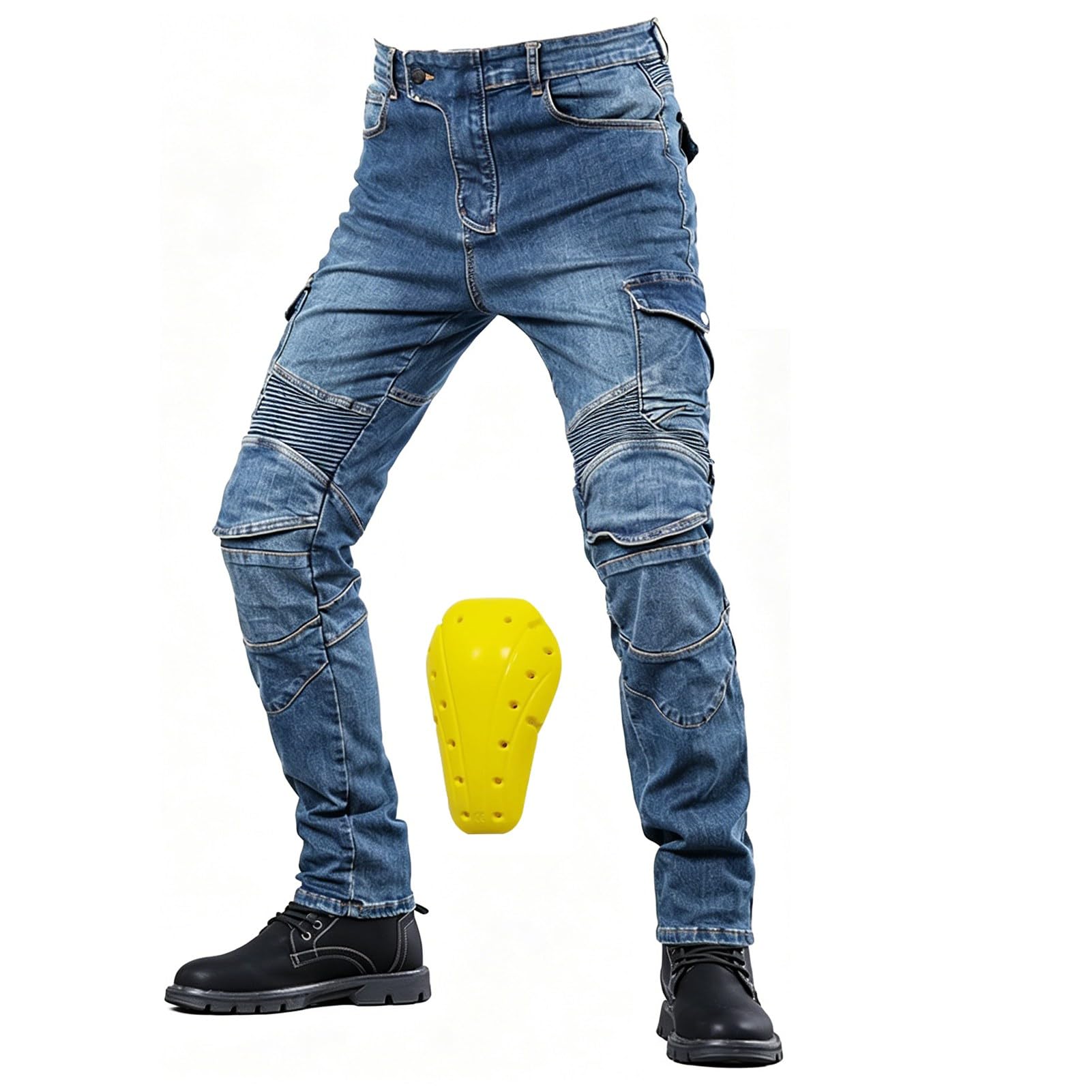 Herren-Motorradjeans, Schützende Motorrad-Reithose, Aus Bequemem Und Atmungsaktivem Stoff Mit Sicherheitsschutzvorrichtung