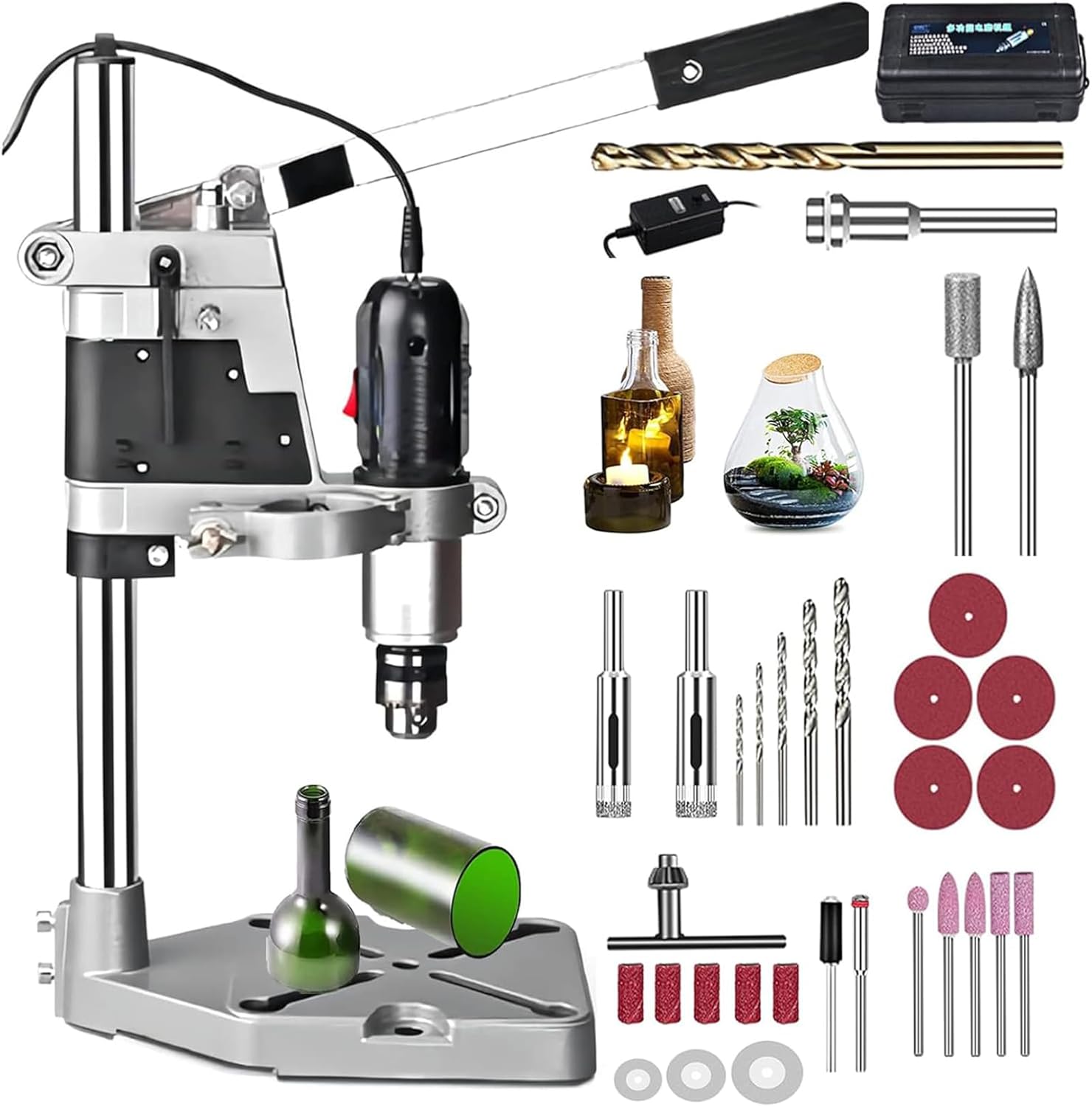 Electric Glass Bottle Cutter, Multifunctional Bottle Cutting Machine, Versatile Rotary Tool Kit, DIY Creative Crafts, 5000-8000r/min Adjustable Speed, for Drilling, Sanding, Polishing