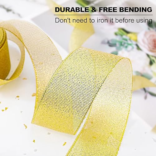 Miniatura 10 de Cinta plateada metálica con purpurina de 14 de pulgada, 25 yardas, cinta de tela brillante perfecta para manualidades, costura, envoltura de