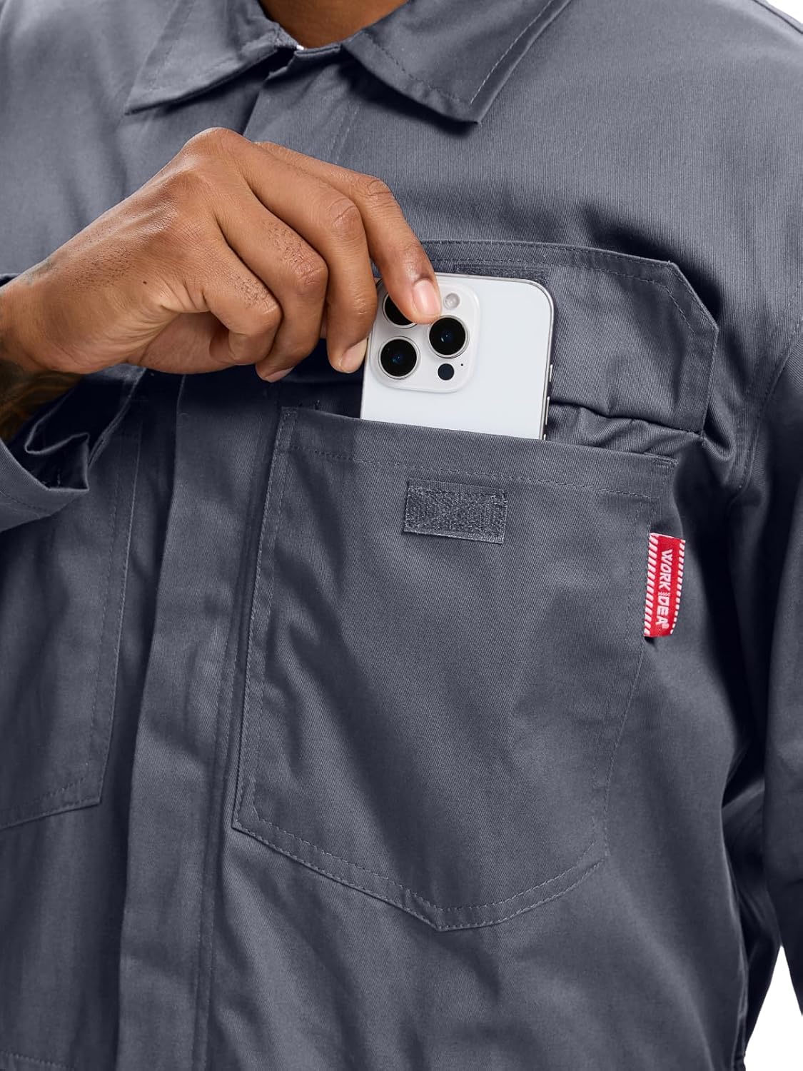 WORK IDEA Men's Coveralls Long Sleeve 100% Cotton Twill Workwear Jumpsuit Relaxed Fit - Image 5