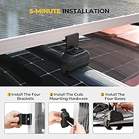 Vista 7 de Kit de montaje en cangrejo para panel solar BougeRV para autos con barras transversales, abrazaderas de techo para portaequipajes se ajusta a