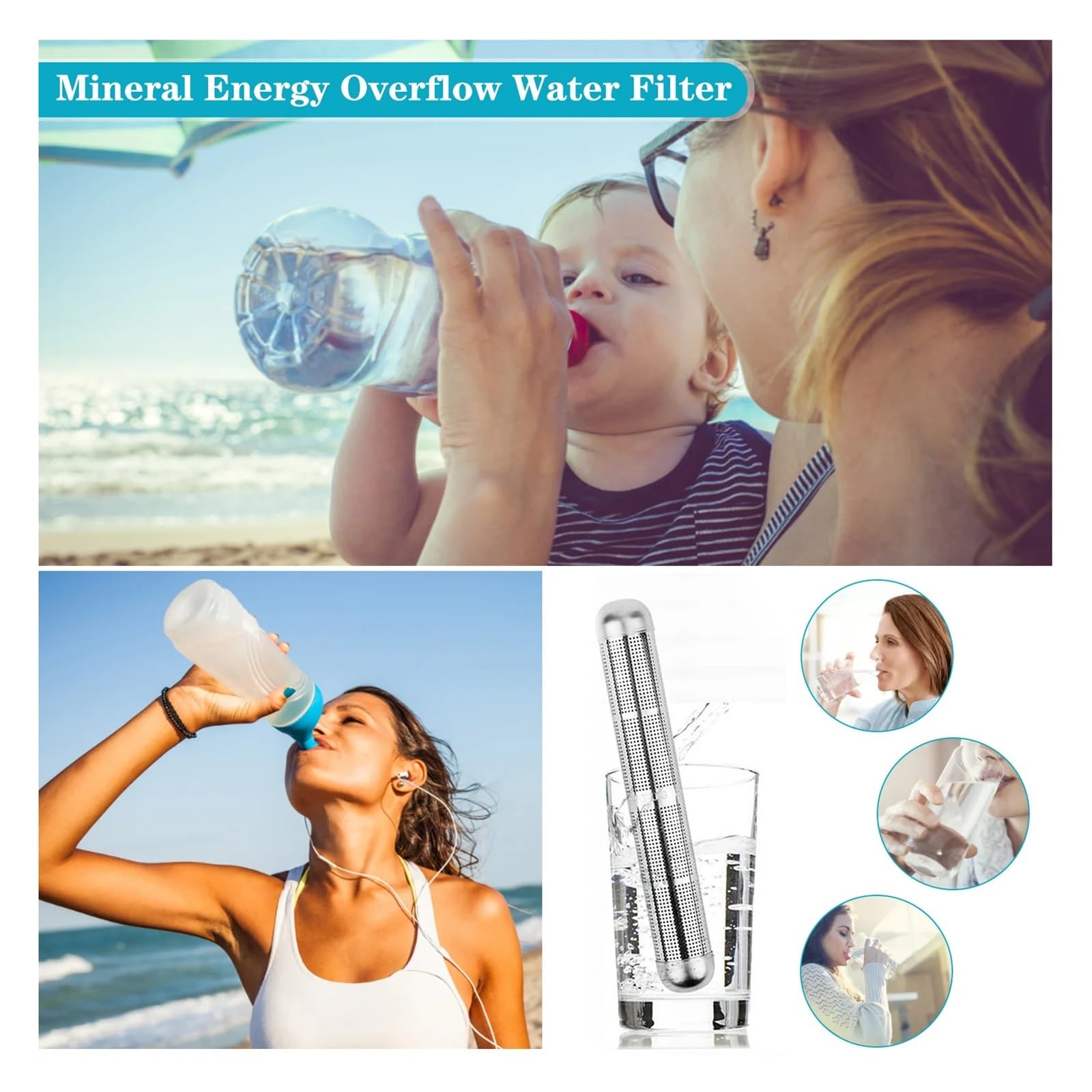 5 szt. Oczyszczacz wody ze stali nierdzewnej Woda alkaliczna Filtr wodoru Kij podnieś pH Neg Naładowana struktura Oczyszczacze wody(5pcs)