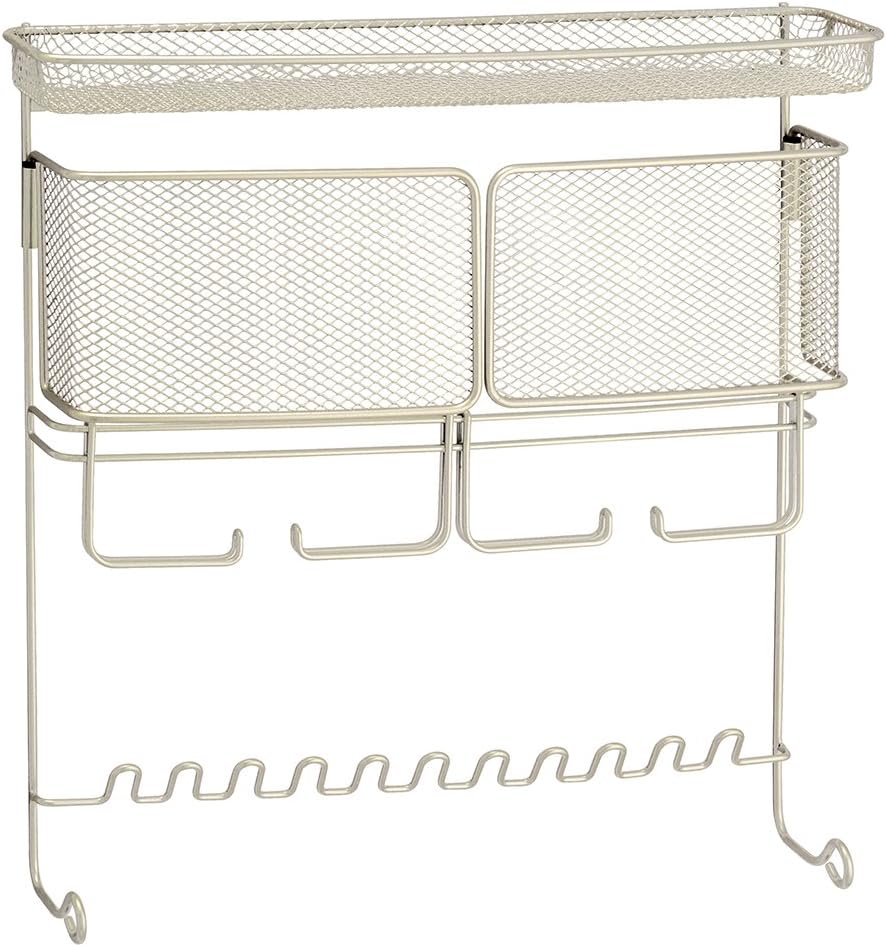 iDesign Classico Hanging Fashion Jewelry Organizer for Rings, Earrings, Bracelets, Necklaces - Wall Mount, Satin