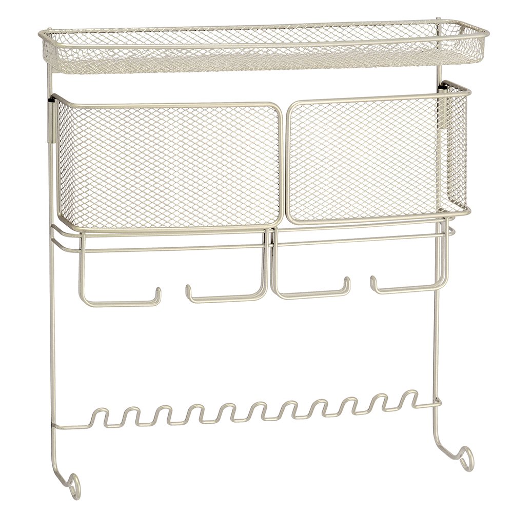 iDesign Classico Hanging Fashion Jewelry Organizer for Rings, Earrings, Bracelets, Necklaces - Wall Mount, Satin