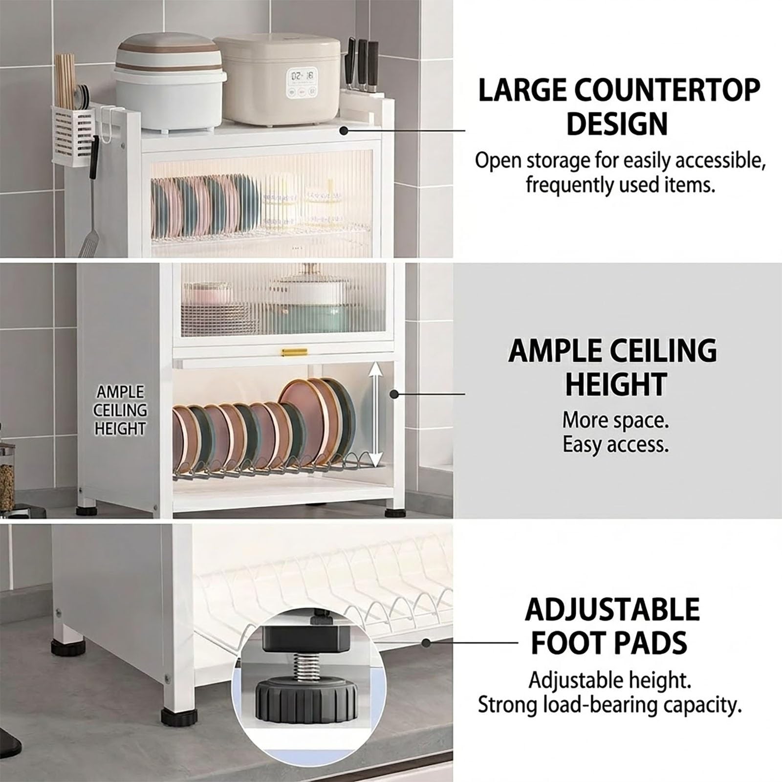 Égouttoir à vaisselle à 2 niveaux peu encombrant avec couvercle – Égouttoir à vaisselle et plateau d'égouttage pour cuisine (blanc, 44,5 x 28 x 60 cm) – Solution de rangement efficace pour la