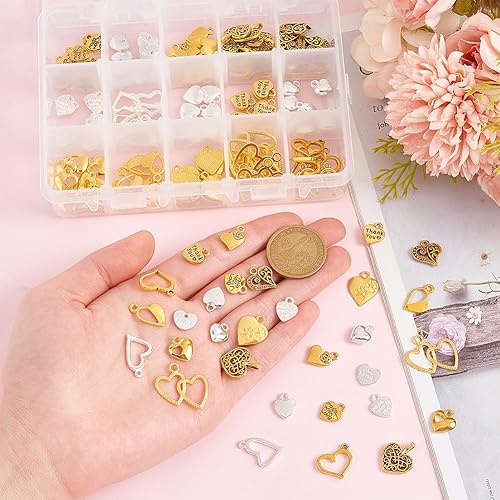 Miniatura 3 de PH PandaHall 150 colgantes de aleación de estilo tibetano de 15 estilos para joyas pendientes collares colgantes para decoración del día de San