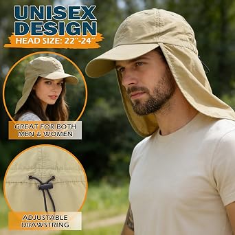 Baseball Sun Cap with Neck Flap, UPF 50+ Waterproof Sun Hat for Men Women | Adjustable Fit, Breathable Vent Holes, Packable & Lightweight Design for Beach Golf Hiking Fishing Running