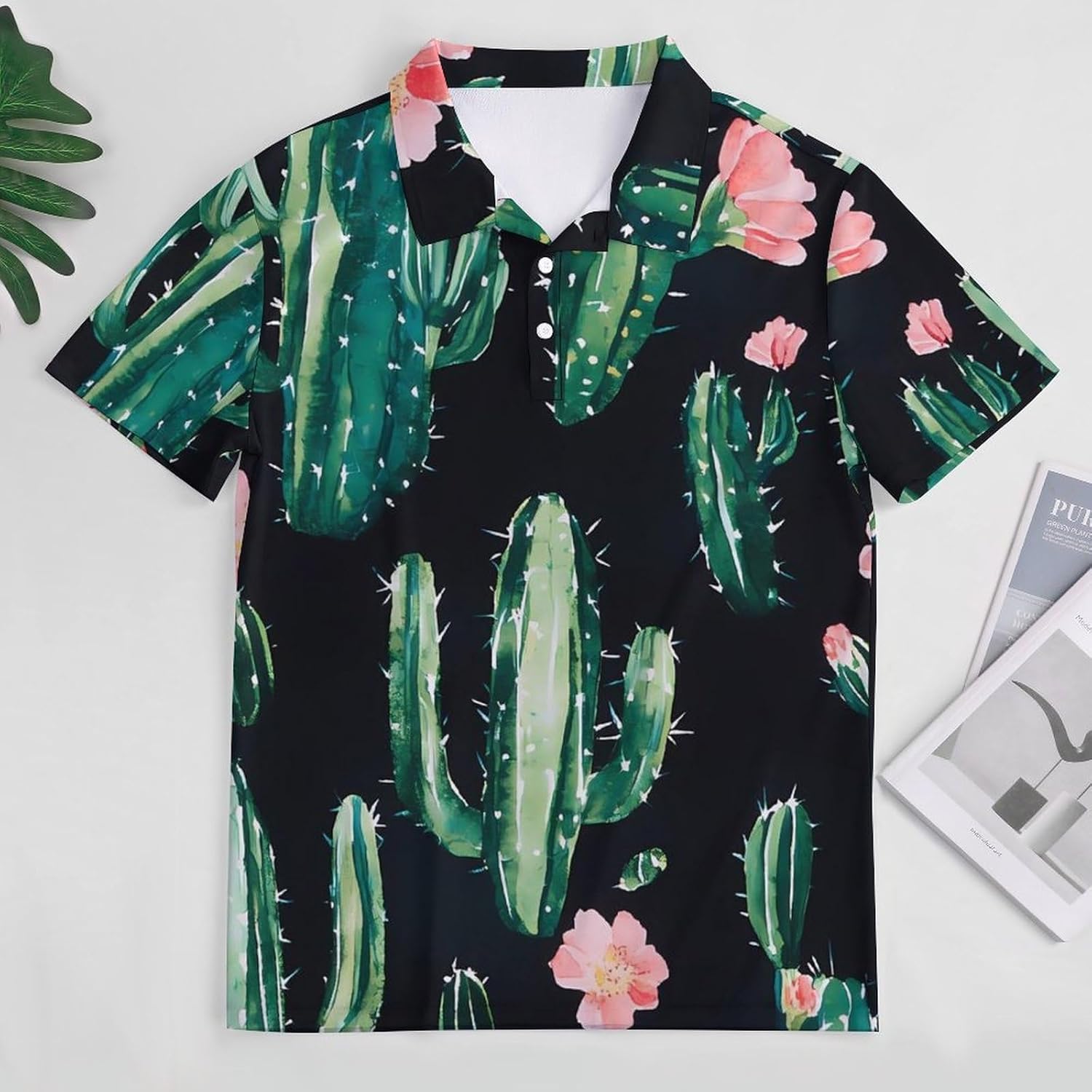 Cactus Watercolor Women's Golf Polo Shirts Short Sleeve Quick Dry Tennis Tops Casual Work Blouses