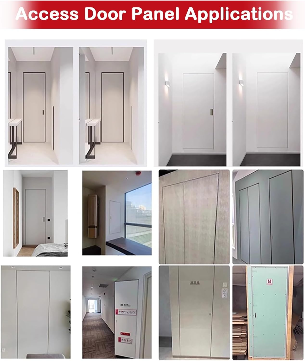 Invisible Plumbing Access Panel/ Drywall Inspection Plate Hatch, Large Concealed Plaster Board Access Panel for Alarm Electrical Service, Wide 12" 14" 16" 18" 20" 24" 30" 32" 36" 48", w/ Handle(12inx6