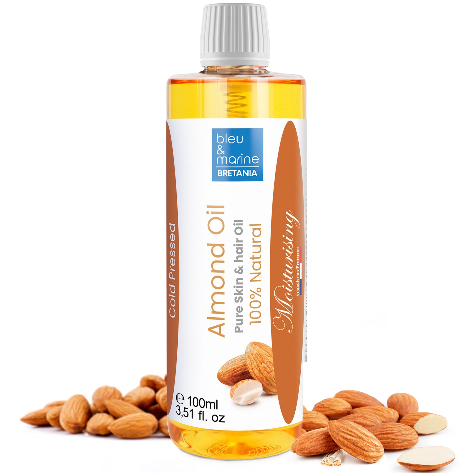 Aceite de Almendras, 100% Puro y Natural, Almendras Dulces, Aceite Corporal Hidratante, Estrias Embarazo, Hidratante Pelo, Bebe, Antiestrias, Reafirmante, Masaje Senos, 1000 ml