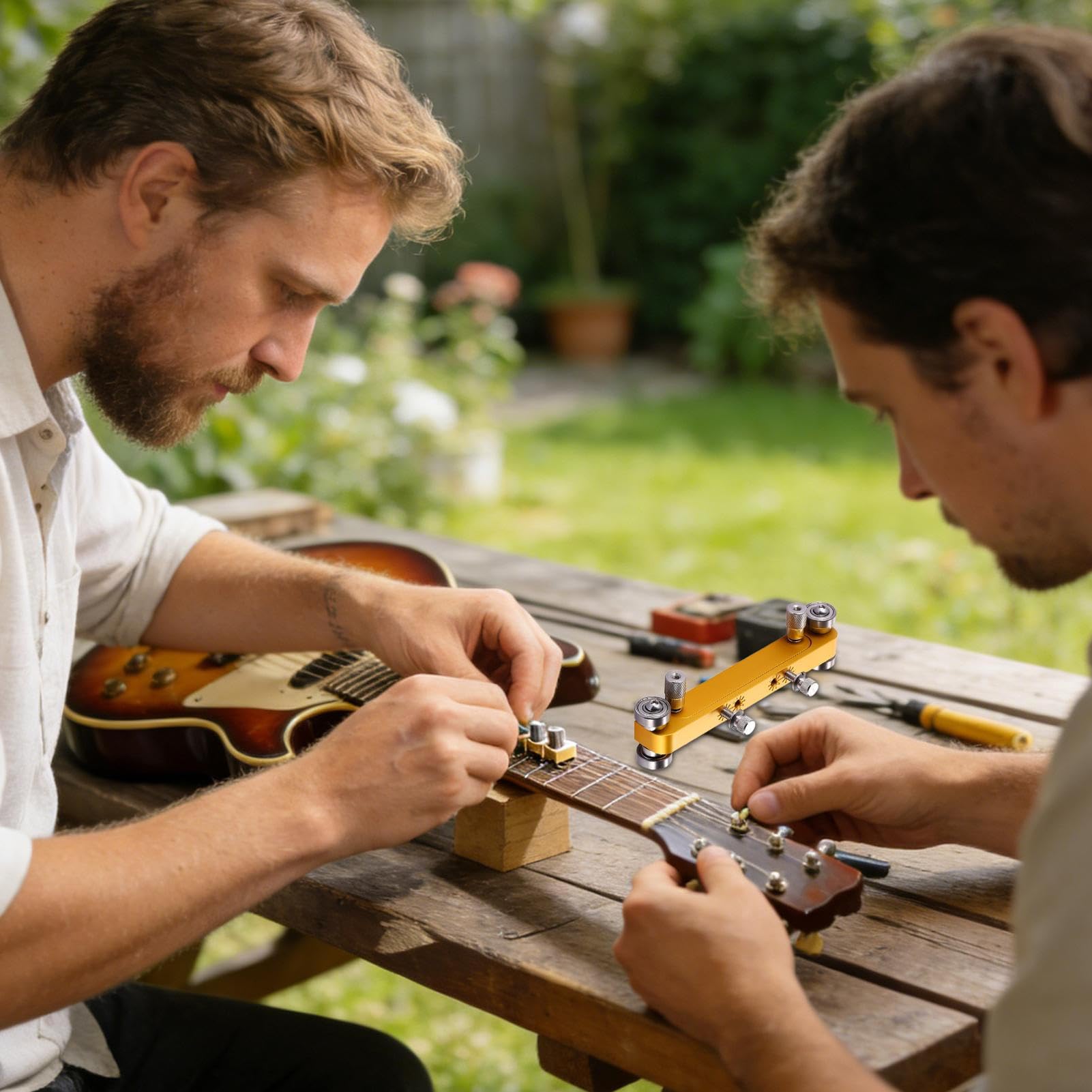 Regulowana nakrętka gitarowa i szlifierka mostkowa – 1 sztuka precyzyjnego narzędzia do polerowania lutnika, wytrzymały sprzęt do naprawy instrumentów metalowych, pionowy przyrząd do szlifowania z