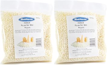 Mouldmaster Premium Pillar Soy Wax Pellets 500g, White/Cream Pack of 2